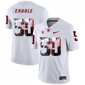 Wholesale Cheap Washington State Cougars 90 Daniel Ekuale White Fashion College Football Jersey