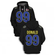 Wholesale Cheap Men's Los Angeles Rams #99 Aaron Donald 2022 Black Super Bowl LVI Pullover Hoodie