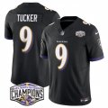 Cheap Men's Baltimore Ravens #9 Justin Tucker Black F.U.S.E 2024 AFC North Division Champions Vapor Limited Football Jersey