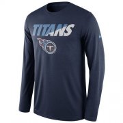 Wholesale Cheap Men's Tennessee Titans Nike Navy Legend Staff Practice Long Sleeves Performance T-Shirt