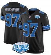 Cheap Men's Detroit Lions #97 Aidan Hutchinson Black 2024 NFC North Champions F.U.S.E. Vapor Limited Stitched Jersey