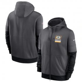 Wholesale Cheap Green Bay Packers Nike Sideline Impact Lockup Performance Full-Zip Hoodie Charcoal