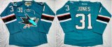 Wholesale Cheap Sharks #31 Martin Jones Teal Home Stitched NHL Jersey