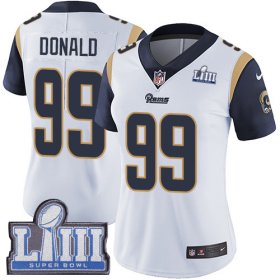 Wholesale Cheap Nike Rams #99 Aaron Donald White Super Bowl LIII Bound Women\'s Stitched NFL Vapor Untouchable Limited Jersey