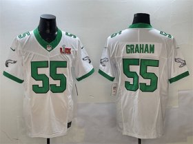 Men\'s Philadelphia Eagles #55 Brandon Graham White 2025 Super Bowl LIX Patch F.U.S.E. Vapor Untouchable Limited Stitched Football Jersey