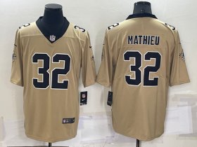 Wholesale Cheap Men\'s New Orleans Saints #32 Tyrann Mathieu Gold Inverted Legend Stitched Jersey