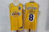 Wholesale Cheap Men's Los Angeles Lakers #8 Kobe Bryant Yellow R.I.P Signed Hardwood Classics Soul Swingman Throwback Jersey