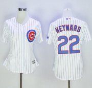 Wholesale Cheap Cubs #22 Jason Heyward White(Blue Strip) Women's Home Stitched MLB Jersey