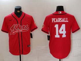 Cheap Men\'s San Francisco 49ers #14 Ricky Pearsall Red With Patch Cool Base Stitched Baseball Jersey