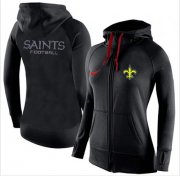 Wholesale Cheap Women's Nike New Orleans Saints Full-Zip Performance Hoodie Black