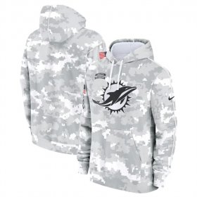 Men\'s Miami Dolphins 2024 Arctic Camo Salute To Service Club Fleece Pullover Hoodie