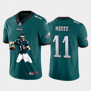 Wholesale Cheap Men's Philadelphia Eagles #11 Carson Wentz Midnight Green Player Portrait Edition 2020 Vapor Untouchable Stitched NFL Nike Limited Jersey 2