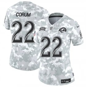 Cheap Women\'s Los Angeles Rams #22 Blake Corum 2024 F.U.S.E Arctic Camo Salute To Service Limited Stitched Football Jersey(Run Small)