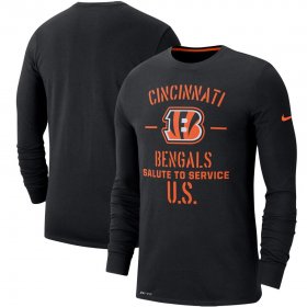 Wholesale Cheap Men\'s Cincinnati Bengals Nike Black 2019 Salute to Service Sideline Performance Long Sleeve Shirt