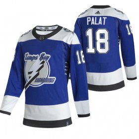 Wholesale Cheap Tampa Bay Lightning #18 Ondrej Palat Blue Men\'s Adidas 2020-21 Reverse Retro Alternate NHL Jersey