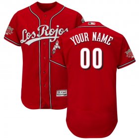 Wholesale Cheap Men\'s Cincinnati Reds Customized Scarlet Los Rojos Home 150th Anniversary FlexBase Jersey