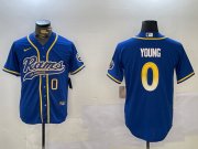 Cheap Men's Los Angeles Rams #0 Byron Young Royal Cool Base Stitched Baseball Jersey