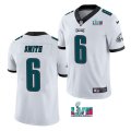 Wholesale Cheap Men's Philadelphia Eagles #6 DeVonta Smith White Super Bowl LVII Patch Vapor Untouchable Limited Stitched Jersey