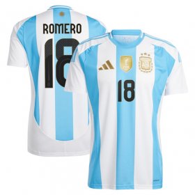 Men\'s Argentina #18 Cristian Romero 2024 White Home Soccer Jersey