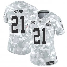 Cheap Women\'s Cleveland Browns #21 Denzel Ward 2024 F.U.S.E Arctic Camo Salute To Service Limited Stitched Jersey(Run Small)