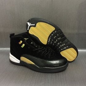 Wholesale Cheap Air Jordan 12 Retro Custom Shoes Black/Gold-White