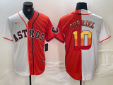 Cheap Men's Houston Astros #10 Yuli Gurriel White Orange Split Stitched Baseball Jersey