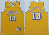 Wholesale Cheap Men's Los Angeles Lakers #13 Wilt Chamberlain 1996-97 Yellow Hardwood Classics Soul Swingman Throwback Jersey