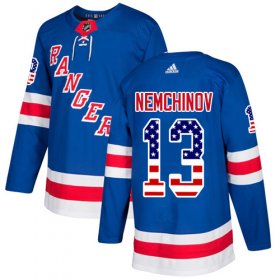 Wholesale Cheap Adidas Rangers #13 Sergei Nemchinov Royal Blue Home Authentic USA Flag Stitched NHL Jersey