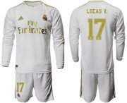 Wholesale Cheap Real Madrid #17 Lucas V. White Home Long Sleeves Soccer Club Jersey