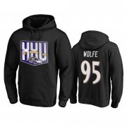 Wholesale Cheap Baltimore Ravens #95 Derek Wolfe Men's Black Team 25th Season Pullover Hoodie