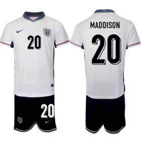 Men\'s England #20 James Maddison 2024-25 White Home Soccer Jersey Suit