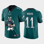 Wholesale Cheap Men's Philadelphia Eagles #11 Carson Wentz Midnight Green Player Portrait Edition 2020 Vapor Untouchable Stitched NFL Nike Limited Jersey