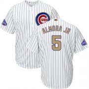 Wholesale Cheap Cubs #5 Albert Almora Jr. White(Blue Strip) 2017 Gold Program Cool Base Stitched MLB Jersey