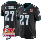 Cheap Men's Philadelphia Eagles #27 Quinyon Mitchell Black 2025 Eagles Logo Super Bowl LIX Patch New F.U.S.E. Vapor Untouchable Limited Football Stitched Jersey