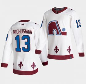 Wholesale Cheap Men\'s Colorado Avalanche #13 Valeri Nichushkin 2020-21 White Reverse Retro Stitched Jersey