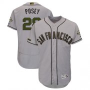 Wholesale Cheap Giants #28 Buster Posey Gray Flexbase Authentic Collection 2018 Memorial Day Stitched MLB Jersey