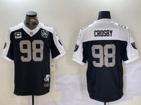 Cheap Men\'s Las Vegas Raiders #98 Maxx Crosby Black Thanksgiving 2024 FUSE Vapor 65th Limited Stitched Jersey