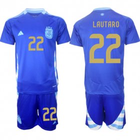 Cheap Men\'s Argentina #22 Lautaro Blue 2024-25 Away SoccerJersey Suit