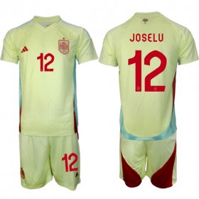 Men\'s Spain Team #12 Joselu 2024-25 Yellow Away Soccer Jersey Suit