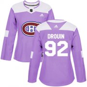 Wholesale Cheap Adidas Canadiens #92 Jonathan Drouin Purple Authentic Fights Cancer Women's Stitched NHL Jersey