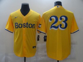 Wholesale Cheap Men Boston Red Sox 23 No name Yellow Game 2021 Nike MLB Jerseys