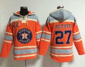 Wholesale Cheap Astros #27 Jose Altuve Orange Sawyer Hooded Sweatshirt MLB Hoodie