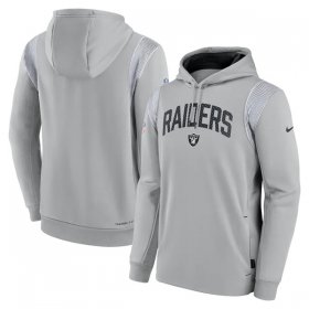 Wholesale Cheap Mens Las Vegas Raiders Gray Sideline Stack Performance Pullover Hoodie