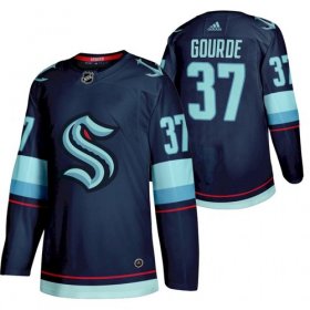 Wholesale Cheap Men\'s Seattle #37 Kraken Yanni Gourde 2022 Home Navy Jersey