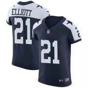 Wholesale Cheap Nike Cowboys #21 Ezekiel Elliott Navy Blue Thanksgiving Men's Stitched NFL Vapor Untouchable Throwback Elite Jersey