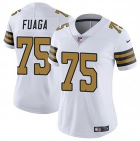 Cheap Women\'s New Orleans Saints #75 Taliese Fuaga White 2024 Draft Color Rush Stitched Game Jersey(Run Small)