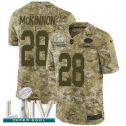 Wholesale Cheap Nike 49ers #28 Jerick McKinnon Camo Super Bowl LIV 2020 Youth Stitched NFL Limited 2018 Salute To Service Jersey