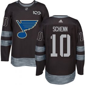 Wholesale Cheap Adidas Blues #10 Brayden Schenn Black 1917-2017 100th Anniversary Stitched NHL Jersey