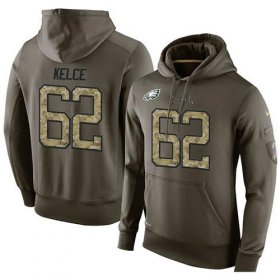 Wholesale Cheap NFL Men\'s Nike Philadelphia Eagles #62 Jason Kelce Stitched Green Olive Salute To Service KO Performance Hoodie