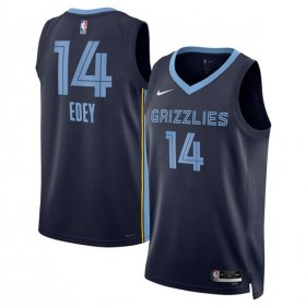 Cheap Men\'s Memphis Grizzlies #14 Zach Edey Navy Icon Edition Stitched Jersey